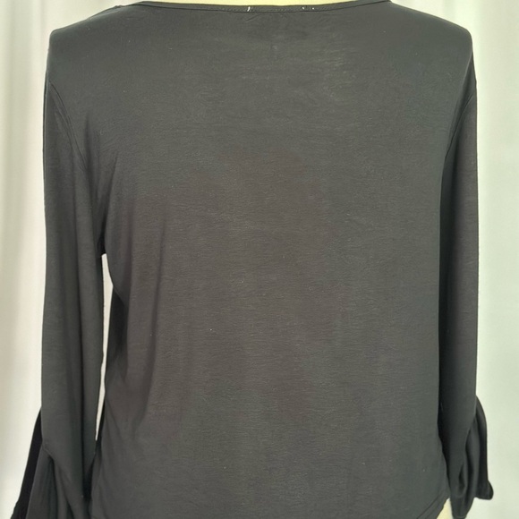 Bell France Black Blouse with Roll Tab Sleeve (731) - Picture 3 of 12